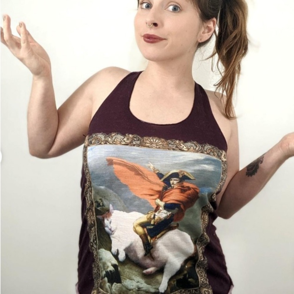 Napoleon crossing the Alps but with #cat purple racerback tank top